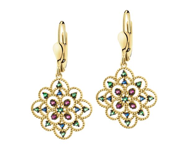 Złote kolczyki z cyrkoniami - rozety. Żółte kolczyki Apart, z cyrkonią, złote. Za 2,239.00 zł.