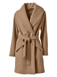 Heine Wełniany płaszcz w kolorze jasnobrązowym rozmiar: 38. Brązowe płaszcze Heine, bez wzorów, z tkaniny, bez kaptura. Za 346.95 zł.