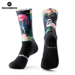 Skarpety rowerowe, kolarskie, sportowe kompresyjne do połowy łydki ROCKBROS. Czarne skarpety ROCKBROS, bez wzorów, z materiału. Za 59.99 zł.