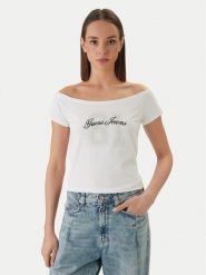 Guess Jeans T-Shirt W6GI07 J1314 Biały Regular Fit. Białe t-shirty Guess Jeans, s, z aplikacjami, z bawełny, bez kołnierzyka, bez ramiączek. Za 139.99 zł.