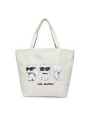 KARL LAGERFELD Torebka B4W50030 Kremowy. Białe shopper KARL LAGERFELD, bez wzorów, z materiału, bez dodatków. Za 389.99 zł.