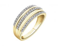 Pierścionek z żółtego złota z diamentami - 0,15 ct - próba 585. Żółte pierścionki Apart, z diamentem, złote. Za 3,359.00 zł.