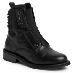 Gino Rossi 72-10 Czarny. Czarne botki Gino Rossi, bez wzorów, ze skóry, bez obcasa, bez zapięcia. Za 349.99 zł.