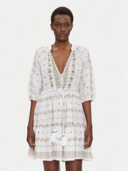 Iconique Sukienka letnia IC25-016 Biały Relaxed Fit. Białe sukienki Iconique, na lato, s, bez wzorów, z bawełny, bez kołnierzyka, bez ramiączek. Za 299.99 zł.
