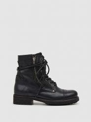 Pepe Jeans FOOTWEAR Skórzane botki "Melting Combat" w kolorze czarnym rozmiar: 39. Czarne botki Pepe Jeans FOOTWEAR, bez wzorów, z jeansu, bez obcasa, bez zapięcia. Za 232.78 zł.
