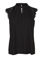 Vero Moda Bluzka "Vmmilla" w kolorze czarnym rozmiar: XL. Czarne bluzki Vero Moda, xl, bez wzorów, z koronki, bez kołnierzyka, bez ramiączek. Za 61.60 zł.