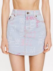 Versace Jeans Couture Spódnica mini 74HAE855 Niebieski Regular Fit. Niebieskie spódnice Versace Jeans Couture, bez wzorów, z bawełny, mini. Za 819.99 zł.