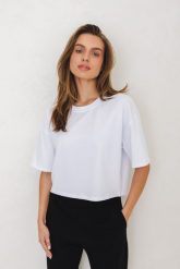 T-SHIRT PENNY BIAŁY L - Flawless. Białe t-shirty Flawless, l, bez wzorów, z bawełny, bez kołnierzyka, bez ramiączek. Za 179.00 zł.