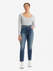 Levi's Dżinsy - Mom fit - w kolorze granatowym rozmiar: W30/L29. Niebieskie jeansy Levi's®, l, z aplikacjami, z podwyższonym stanem. Za 180.49 zł.