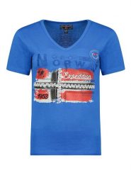 Geographical Norway Koszulka w kolorze niebieskim rozmiar: M. Niebieskie bluzki Geographical Norway, m, bez wzorów, z bawełny, bez kołnierzyka, bez ramiączek. Za 30.78 zł.
