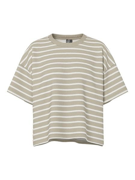 Pieces Koszulka "Chilli" w kolorze beżowo-białym rozmiar: L. Brązowe bluzki Pieces, l, bez wzorów, z bawełny, bez kołnierzyka, bez ramiączek. Za 56.79 zł.