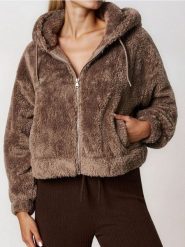 Ocieplana bluza bomber - brązowy. Brązowe bluzy Sinsay, l, bez wzorów, bez kaptura. Za 49.99 zł.