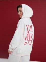 Bluza z napisem na plecach - kremowy. Białe bluzy Sinsay, l, bez wzorów, bez kaptura. Za 49.99 zł.