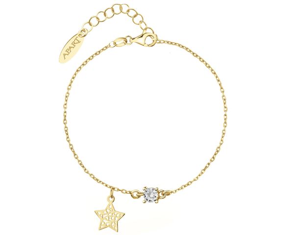 Bransoletka srebrna z cyrkonią - gwiazda. Szare bransoletki Apart, z cyrkonią, pozłacane. Za 189.00 zł.