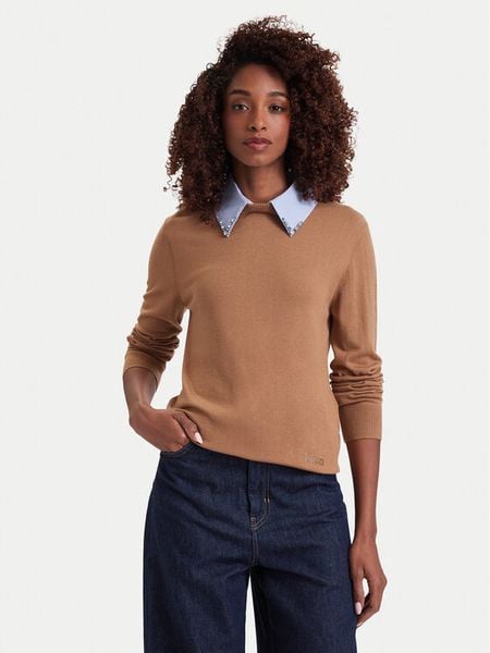 Liu Jo Sweter WF6452 MA16R Brązowy jasny Regular Fit. Brązowe swetry Liu Jo, l, bez wzorów, z syntetyku, bez ramiączek. Za 649.99 zł.