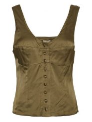 MOSS COPENHAGEN Top "Julietta" w kolorze khaki rozmiar: S. Brązowe topy Moss Copenhagen, s, bez wzorów, bez kołnierzyka, bez ramiączek. Za 154.07 zł.