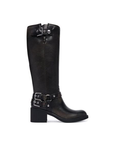 Guess Kozaki FLTMAT LEA11 Czarny. Czarne kozaki Guess, ze skóry, bez obcasa, na słupku, bez zapięcia. Za 824.99 zł.
