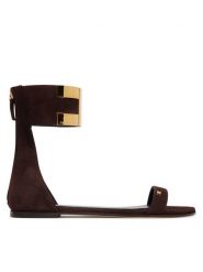 Elisabetta Franchi Sandały SA-88L-62E2-V540 Brązowy ciemny. Brązowe sandały Elisabetta Franchi, bez wzorów, ze skóry, bez obcasa, na płaskiej podeszwie, bez zapięcia. Za 2,299.00 zł.