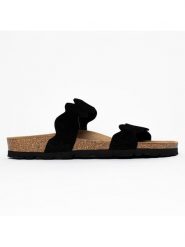Sunbay Klapki "Bejuma" w kolorze czarnym rozmiar: 38. Czarne klapki Sunbay, bez wzorów, z materiału, z otwartym noskiem, bez obcasa. Za 149.66 zł.