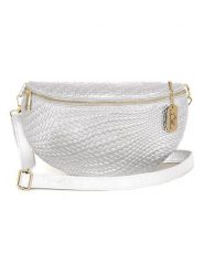 Anna Morellini Skórzana saszetka "Rufina" w kolorze srebrnym - 30 x 18 x 9 cm rozmiar: onesize. Szare torby na ramię Anna Morellini, bez wzorów, z materiału, sportowe, przez ramię, bez dodatków. Za 187.99 zł.