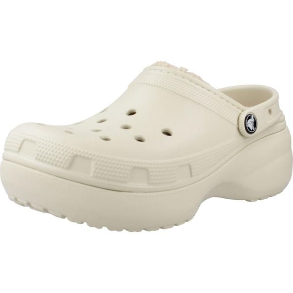 Klapki Crocs Model Lined Clog Kolor Beżowy. Białe klapki Crocs, bez wzorów, z gumy, bez obcasa. Za 304.90 zł.
