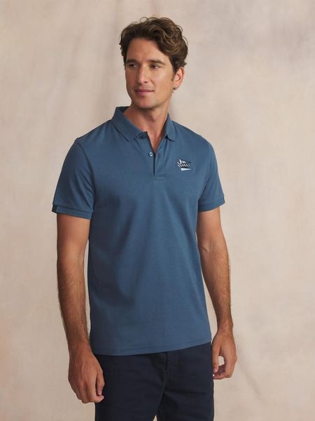 Polo TBS Andro. Niebieskie koszulki polo Tbs, l, bez wzorów, z bawełny, bez kołnierzyka, bez ramiączek. Za 259.35 zł.