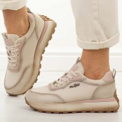 Beżowe be skórzane półbuty damskie Filippo Dp7754/26. Brązowe obuwie sportowe Filippo, na jesień, z jeansu, bez zapięcia. Za 249.00 zł.