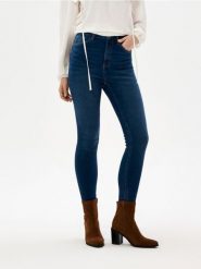 Jeansy skinny high waist - granatowy. Niebieskie jeansy Sinsay, l, bez wzorów, z podwyższonym stanem. Za 49.99 zł.