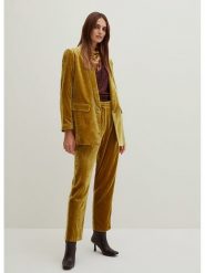 STEFANEL Aksamitne spodnie w kolorze musztardowym rozmiar: 34. Żółte spodnie materiałowe Stefanel, bez wzorów, z materiału, z podwyższonym stanem. Za 119.12 zł.