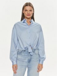 Guess Koszula W4RH59 WE2Q0 Niebieski Slim Fit. Niebieskie koszule Guess, m, z aplikacjami, z bawełny, bez kołnierzyka, bez ramiączek. Za 599.99 zł.