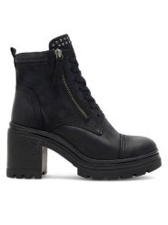 Lasocki Trzewiki WI16-24474-02 Czarny. Czarne botki Lasocki, bez wzorów, ze skóry, bez obcasa, na słupku, bez zapięcia. Za 289.99 zł.