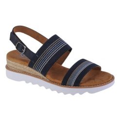 Sandały damskie, Desert Kiss Hi - Tea Time. Niebieskie sandały Skechers, bez wzorów, bez obcasa, bez zapięcia. Za 259.99 zł.