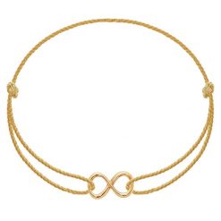 Bransoletka z nieskończonością ze złota próby 585 na grubym złotym sznurku premium. Żółte bransoletki Lilou, złote. Za 617.00 zł.