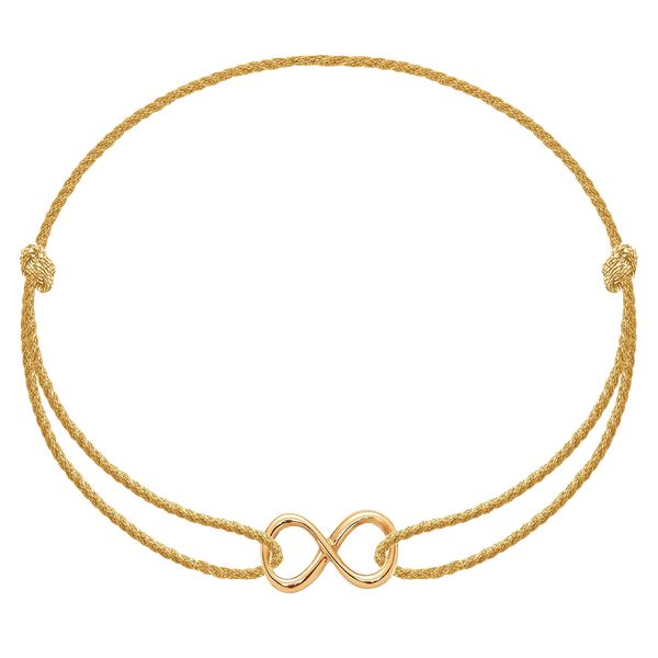 Bransoletka z nieskończonością ze złota próby 585 na grubym złotym sznurku premium. Żółte bransoletki Lilou, złote. Za 617.00 zł.