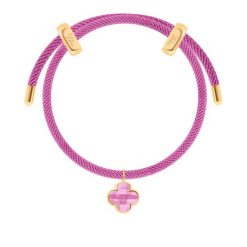 Bransoletka Liana fuksjowa z pozłacaną koniczyną z różowym kryształem. Czerwone bransoletki Lilou, pozłacane. Za 238.00 zł.