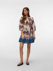 Vero Moda Sukienka w kolorze kremowo-niebiesko-brązowym rozmiar: XL. Brązowe sukienki Vero Moda, xl, bez wzorów, z bawełny, bez kołnierzyka, bez ramiączek, mini. Za 143.95 zł.