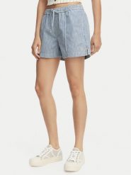 Guess Jeans Szorty jeansowe W6GD53 D7881 Niebieski Regular Fit. Niebieskie szorty Guess Jeans, z aplikacjami, z bawełny. Za 299.99 zł.