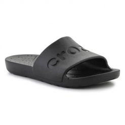 Klapki unisex Crocs Slide. Czarne klapki Crocs, bez wzorów, z materiału, bez obcasa. Za 264.00 zł.