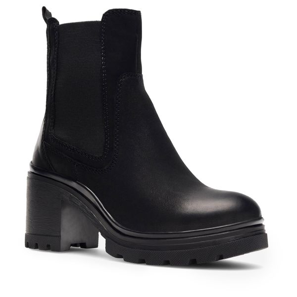 Botki Lasocki. Czarne botki Lasocki, bez wzorów, bez obcasa, na słupku, bez zapięcia. Za 269.99 zł.