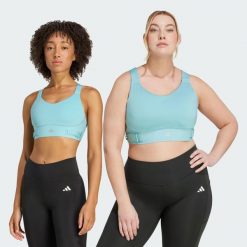 Biustonosz FastImpact Luxe Run High-Support. Zielone bielizna sportowa Adidas, xs, bez wzorów, z materiału. Za 349.00 zł.