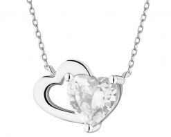 Naszyjnik srebrny z cyrkonią - serca. Szare naszyjniki Apart, z cyrkonią, srebrne. Za 179.00 zł.