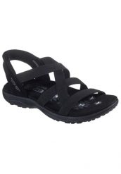 Sandały SKECHERS REGGAE SLIM STRETCH FLEX Czarny. Czarne sandały Skechers, bez wzorów, z materiału, bez obcasa, bez zapięcia. Za 259.99 zł.