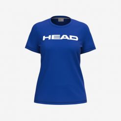 Koszulka z krótkim rękawem damska CLUB BASIC. Niebieskie bluzki Head, s, bez wzorów, sportowe, bez kołnierzyka, bez ramiączek. W wyprzedaży za 59.50 zł.