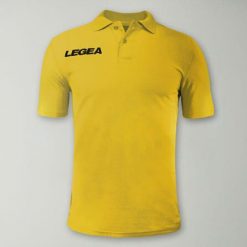 Polo Junior do Aktywności na Świeżym Powietrzu i Czasu Wolnego Żółta. Żółte koszulki polo LEGEA, bez wzorów, z bawełny, bez kołnierzyka, bez ramiączek. W wyprzedaży za 52.00 zł.