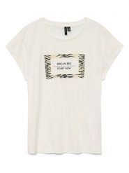 Vero Moda Koszulka w kolorze kremowym rozmiar: S. Brązowe bluzki Vero Moda, s, bez wzorów, z bawełny, bez kołnierzyka, bez ramiączek. Za 48.39 zł.