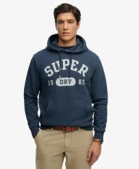 Superdry Bluza z kapturem Athletic Essentials Luźny krój. Niebieskie bluzy Superdry, xl, bez wzorów, z bawełny, z kapturem. Za 344.20 zł.