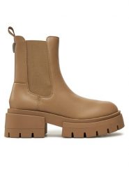 Guess Sztyblety Charlotte FLFCHT ELE10 Beżowy. Brązowe botki Guess, z aplikacjami, ze skóry, bez obcasa, na płaskiej podeszwie, bez zapięcia. Za 739.99 zł.