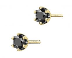 Kolczyki z żółtego złota z czarnymi brylantami - 0,16 ct - próba 375. Czarne kolczyki Apart, z brylantem, złote. Za 1,059.00 zł.