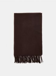Gładki szalik z frędzlami - brązowy. Brązowe szaliki Sinsay, bez wzorów. Za 15.99 zł.