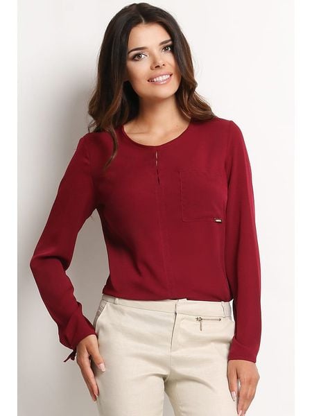 Awama Bluzka w kolorze bordowym rozmiar: XL. Czerwone bluzki Awama, xl, bez wzorów, bez kołnierzyka, bez ramiączek. Za 43.88 zł.